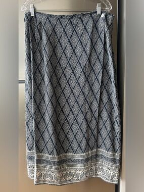 L’Amadei Boho Print Midi Skirt Size 18 Border Print Rayon Wrap Style